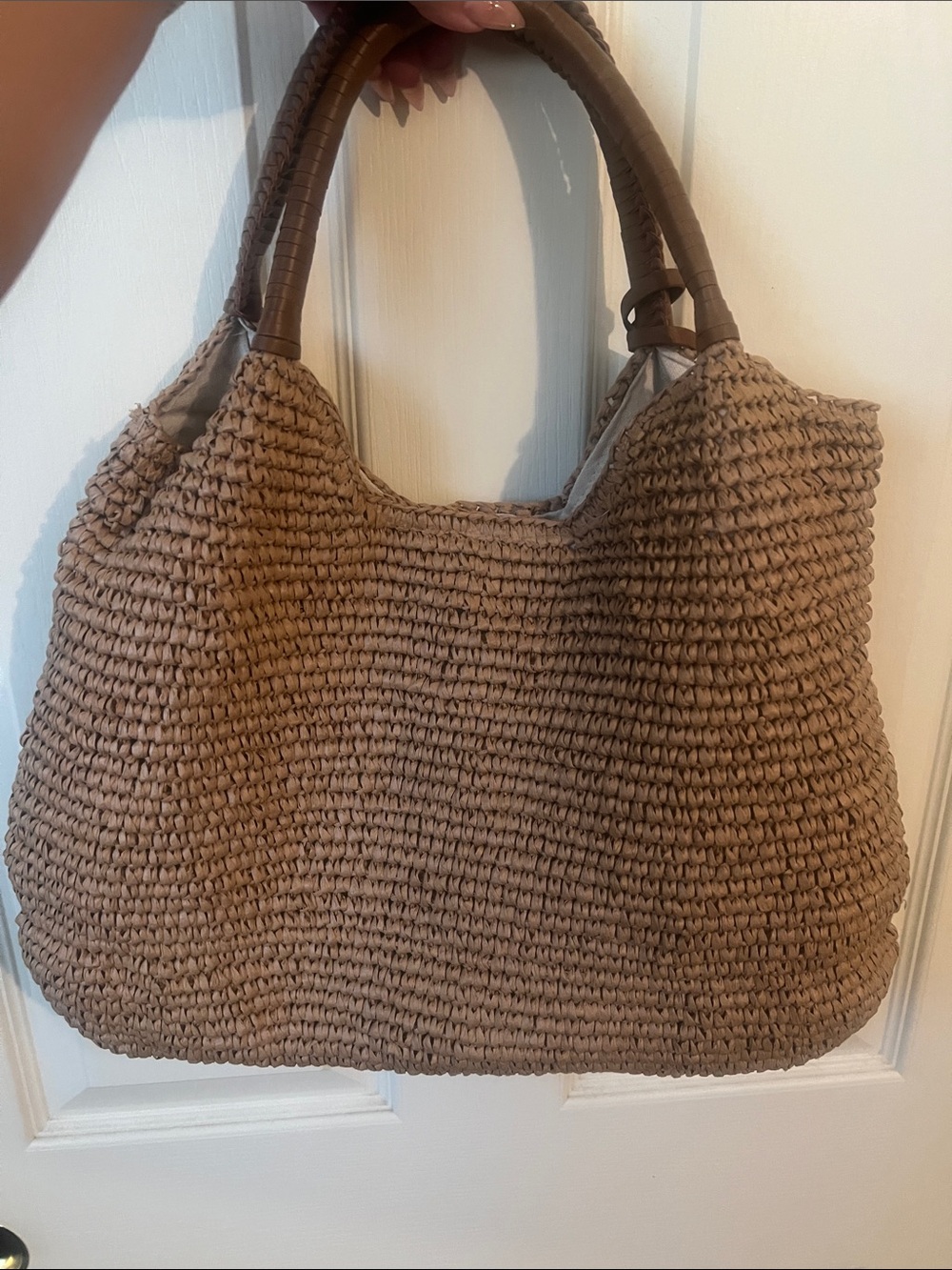 Tommy Bahama Woven Straw Tote in Brown with Tassel - Picture 2 of 6